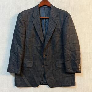 Vintage 90s Ralph Ralph Lauren Wool Blazer 44R Glen Plaid Made in Canada Dillard